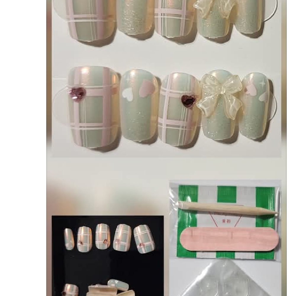 Plaid and Heart Nail Art Set